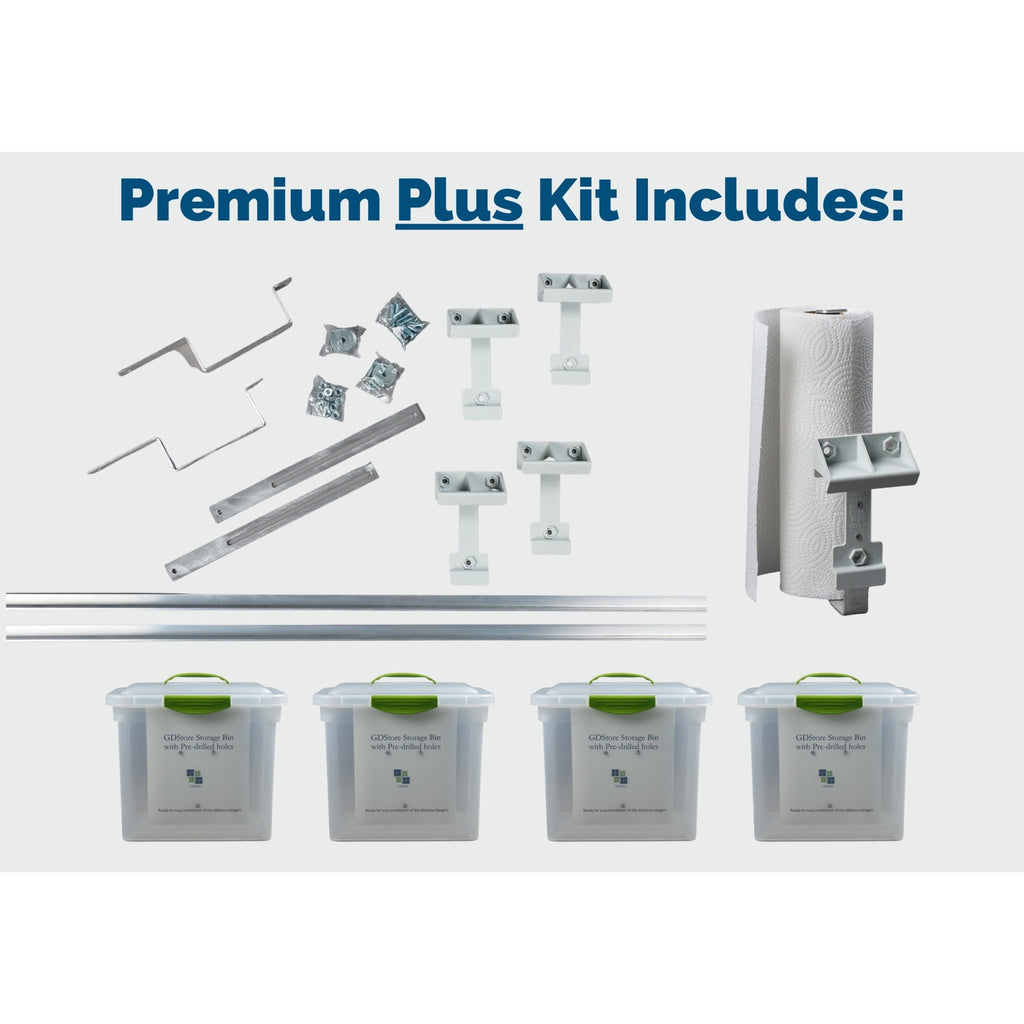 Premium PLUS Garage Door Storage Kit with bins - free shipping - GD Store